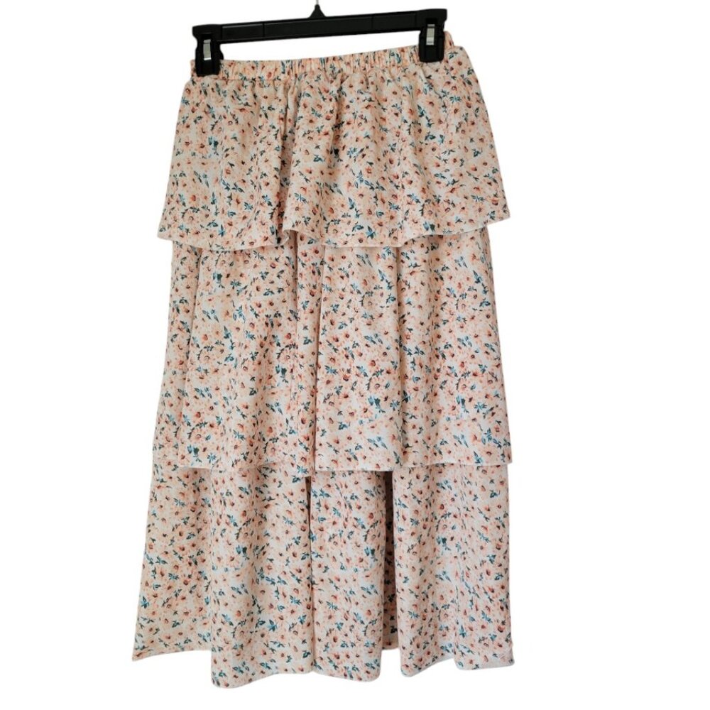 Pink Tiered Midi Skirt for Resort Wear